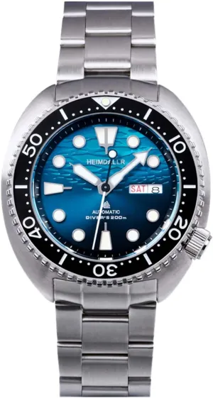 Stainless Steel Mens Automatic Watch, Sapphire Crystal NH36A draft deduct renew edible initiate Movement Dive Watches for Men New Blue Dial Heimdallr 44mm 