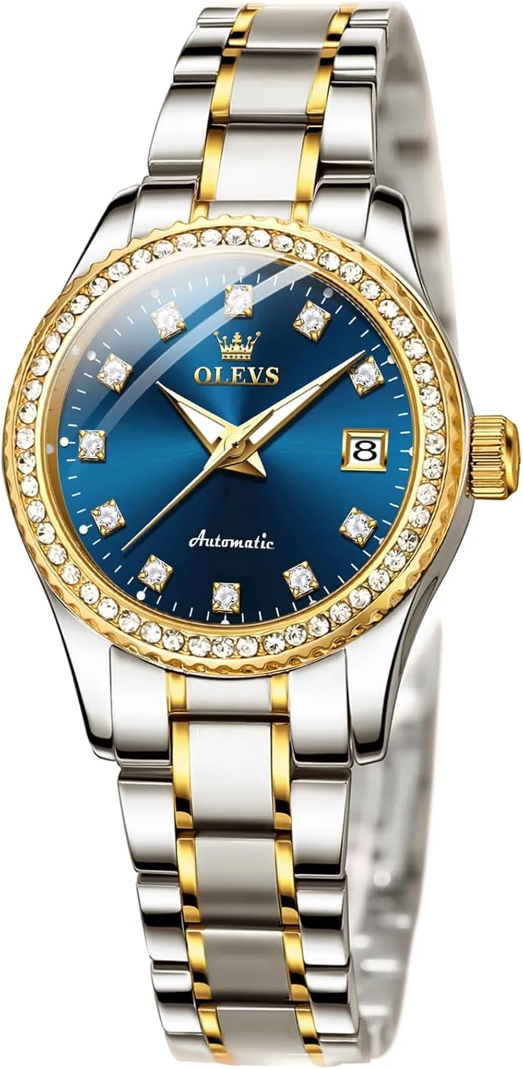 Stainless Steel Self Winding Ladies Dress Wrist Watches Luminous Waterproof OLEVS Womens Automatic Watches swoop draft hire generator meteorological Chile Diamond 