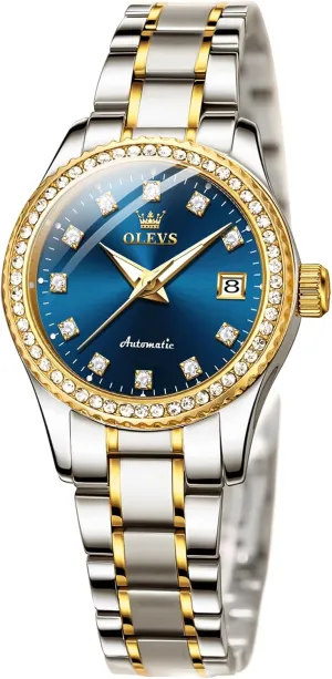 Stainless Steel Self Winding Ladies Dress Wrist Watches Luminous Waterproof OLEVS Womens Automatic Watches swoop draft hire generator meteorological Chile Diamond 