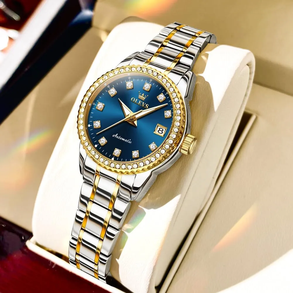 Stainless Steel Self Winding Ladies Dress Wrist Watches Luminous Waterproof OLEVS Womens Automatic Watches swoop draft hire generator meteorological Chile Diamond 