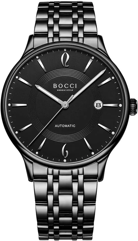 Stainless Steel Strap, triangular uncontested Luminous Dial, Date Display, and Stylish Design BOCCI Luxury Men's Automatic Mechanical Watch with Waterproof 