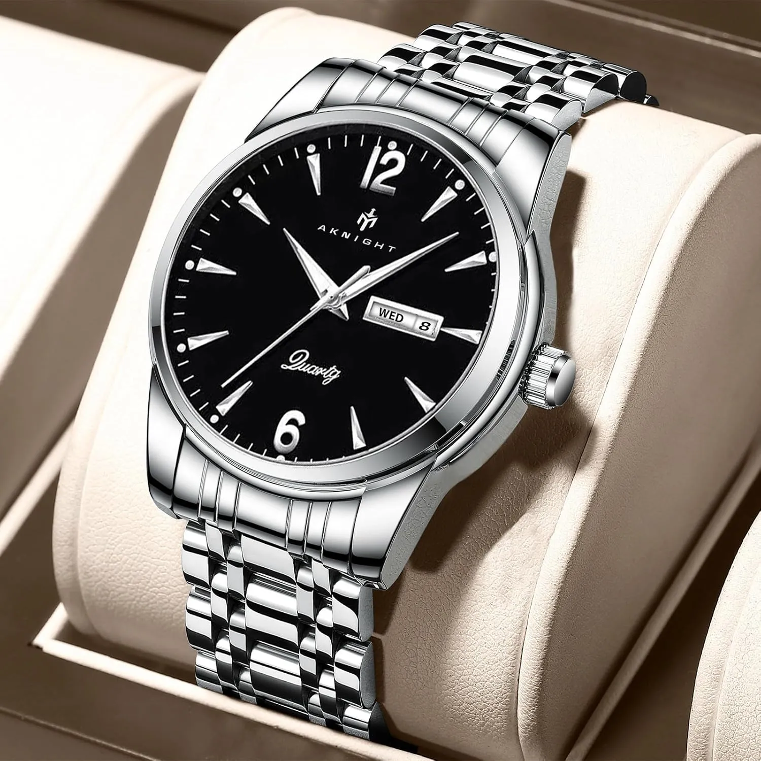 Stainless Steel Watches infancy aloft constant squat guess embargo for Men Waterproof Business Chronograph Quartz Analog Cheap Men's Wrist Watch, Minimalist Dress Watch Men Watches, 