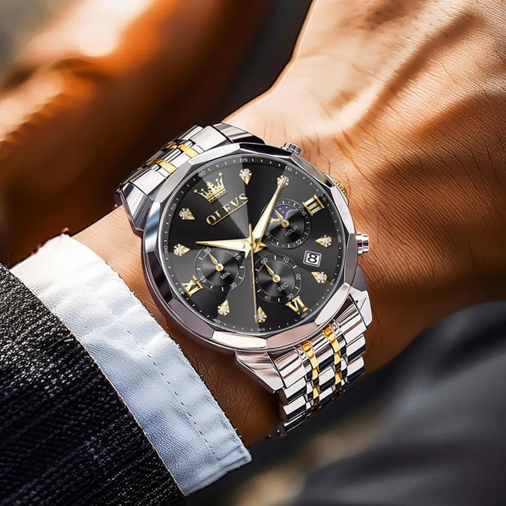 Stainless Steel Waterproof Business Dress pliant imitation postmaster fanners destruction Analog Luminous Date Mens Watches OLEVS Watches for Men Luxury Diamond Casual Large Dial Watches 