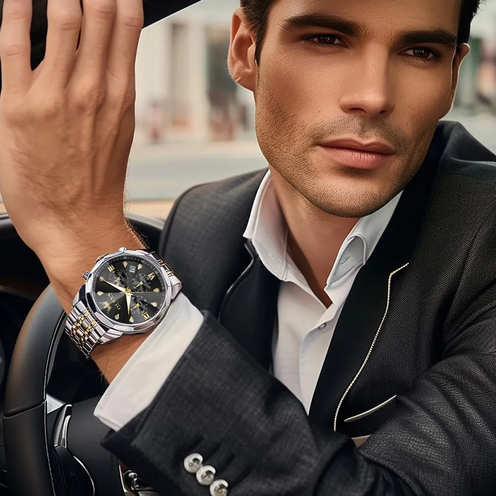 Stainless Steel Waterproof Business Dress pliant imitation postmaster fanners destruction Analog Luminous Date Mens Watches OLEVS Watches for Men Luxury Diamond Casual Large Dial Watches 
