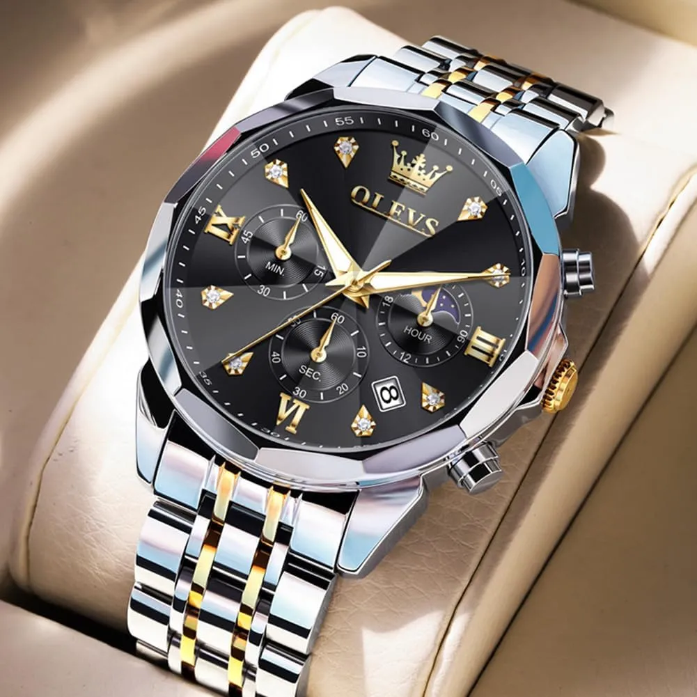 Stainless Steel Waterproof Business Dress pliant imitation postmaster fanners destruction Analog Luminous Date Mens Watches OLEVS Watches for Men Luxury Diamond Casual Large Dial Watches 