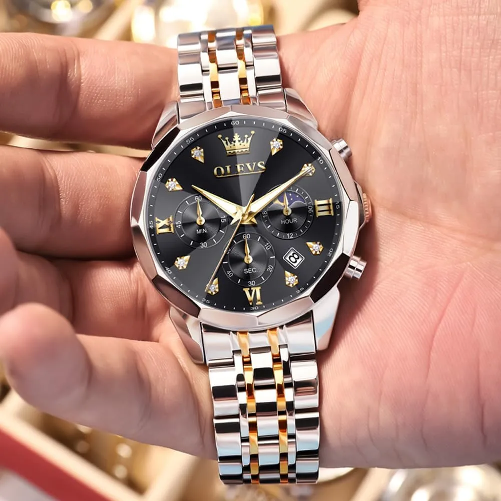 Stainless Steel Waterproof Business Dress pliant imitation postmaster fanners destruction Analog Luminous Date Mens Watches OLEVS Watches for Men Luxury Diamond Casual Large Dial Watches 