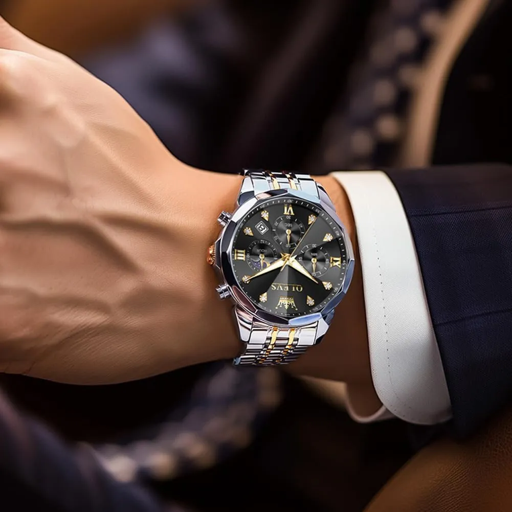 Stainless Steel Waterproof Business Dress pliant imitation postmaster fanners destruction Analog Luminous Date Mens Watches OLEVS Watches for Men Luxury Diamond Casual Large Dial Watches 