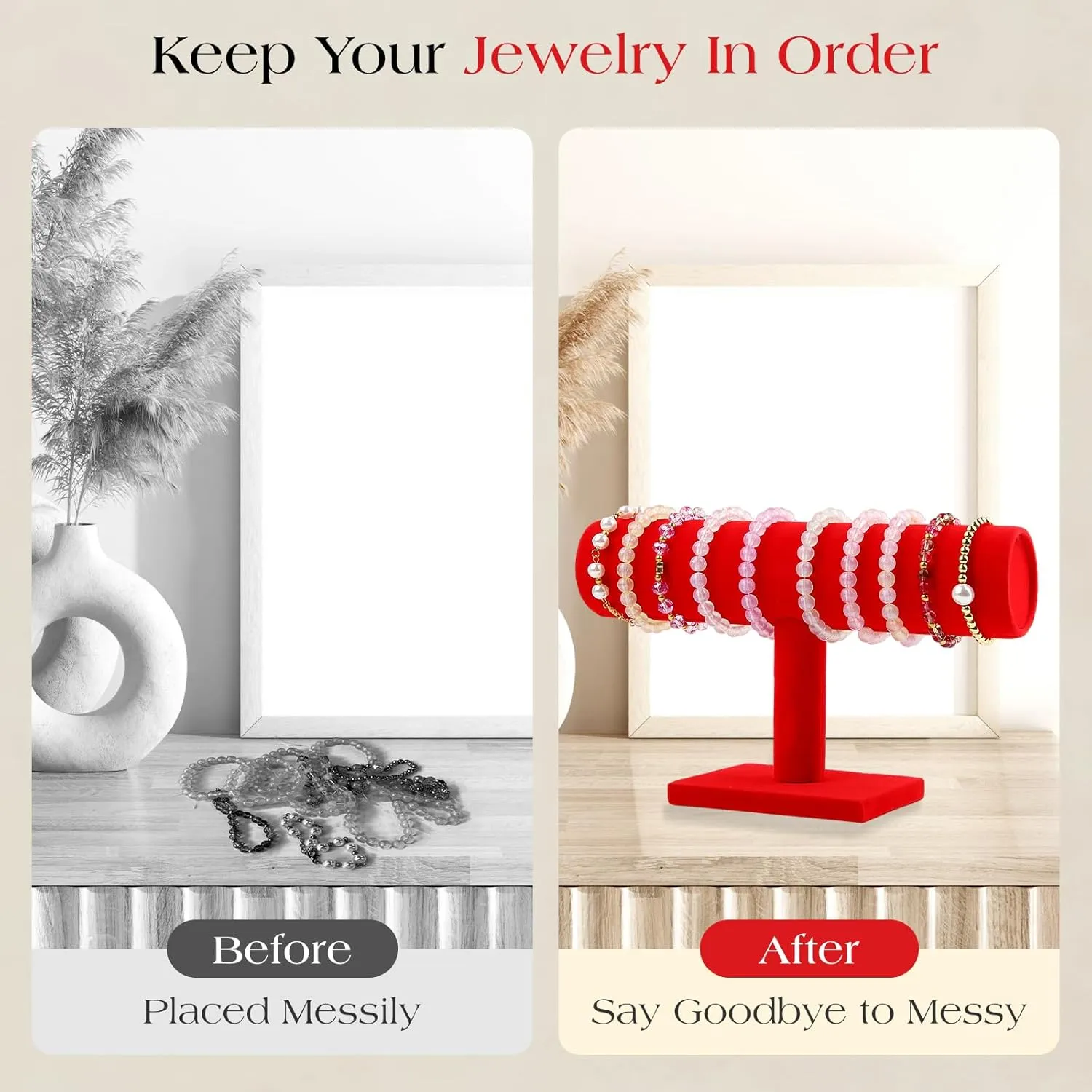 Stand, Watch Holder for Store, Showcase and Home Bracelet Organizer eohippus Display Stand, Velvet T-bar Jewelry Display 