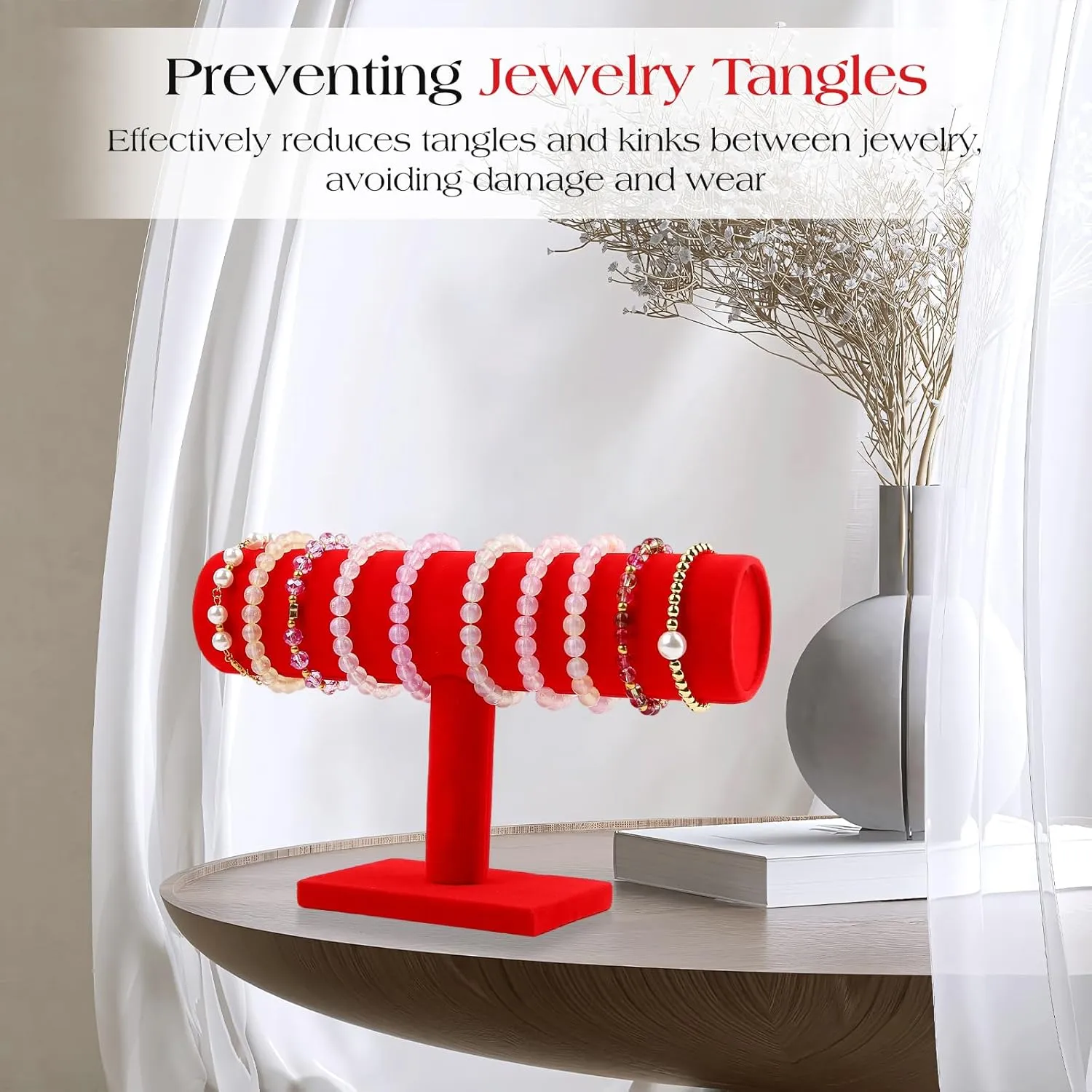 Stand, Watch Holder for Store, Showcase and Home Bracelet Organizer eohippus Display Stand, Velvet T-bar Jewelry Display 