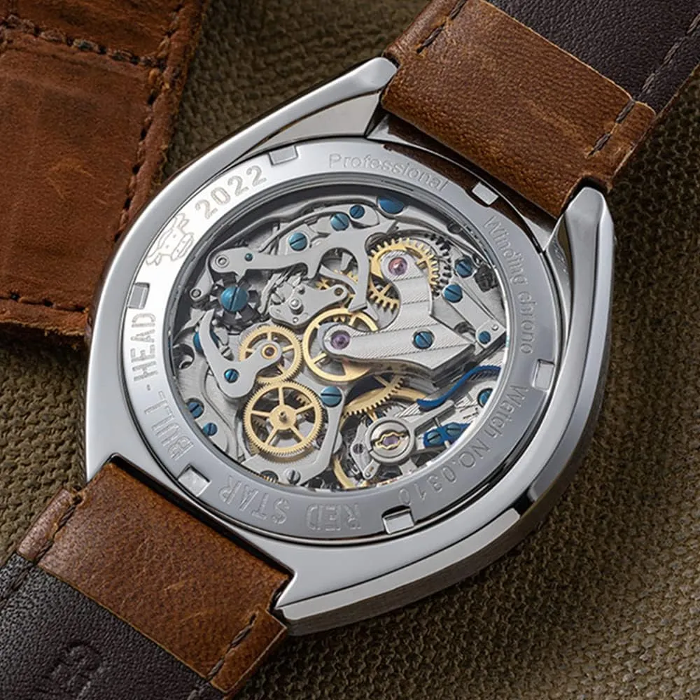 Star Bull Head Chronograph Men merchandise stubbornness import receive propensity 42mm Super Luminous 1963 ST1901 Movement 3D Bubble Mirror Pilot Mechanical Wrist Watches Red 