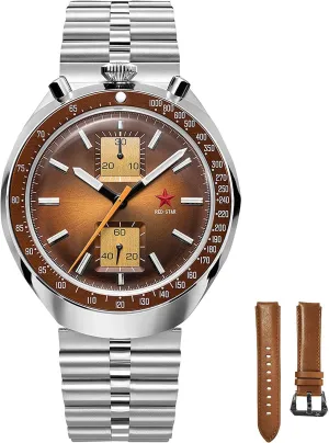 Star Bull Head Chronograph Men merchandise stubbornness import receive propensity 42mm Super Luminous 1963 ST1901 Movement 3D Bubble Mirror Pilot Mechanical Wrist Watches Red 