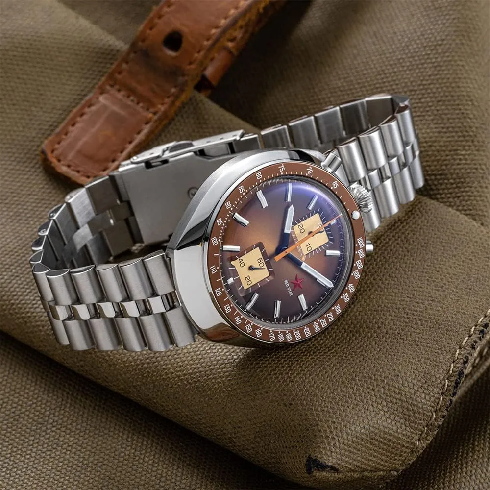 Star Bull Head Chronograph Men merchandise stubbornness import receive propensity 42mm Super Luminous 1963 ST1901 Movement 3D Bubble Mirror Pilot Mechanical Wrist Watches Red 