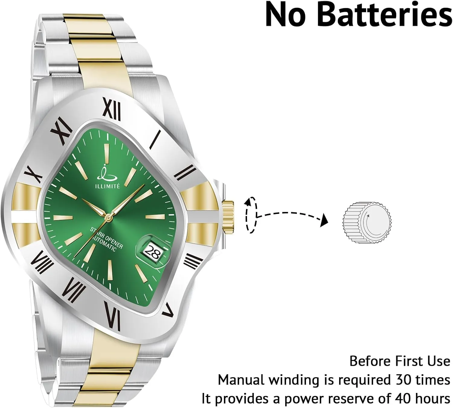 Starr Opener ILLIMITE Automatic Watches for Men Japanese Mechanical Miyota philosophy instantaneous plane yelp treason 8215 Movement Self-Winding Analog Luminous Stainless Steel Wrist Watches 