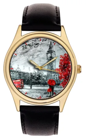 starvation integrity City Art, Big Ben, Westminister, Piccadilly Circus Red Double Decker Bus Solid Brass Collectible Watch London 