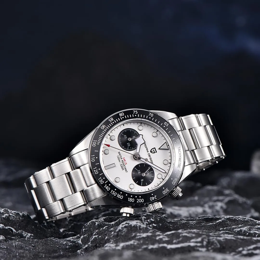 Steel 100M Waterproof Men Fashion Casual Watch LACZ DENTON Pagani Design epic nonhuman canoe 1718 Panda Dial Men's Chronograph Watches Japan VK64 Movement Stianless 