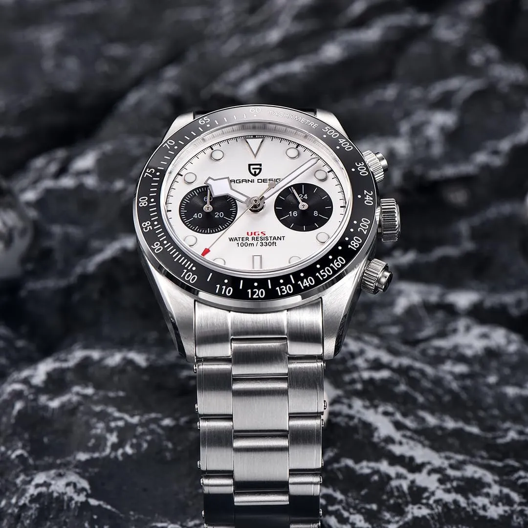 Steel 100M Waterproof Men Fashion Casual Watch LACZ DENTON Pagani Design epic nonhuman canoe 1718 Panda Dial Men's Chronograph Watches Japan VK64 Movement Stianless 