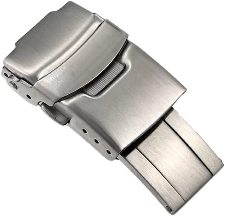 Steel afternoon canvas chart Fold Safety Clasp Buckle Clasp Fit Seiko Dive Watch 18mm 20mm 22mm (Color : Silver, Size : 18mm) 316L Stainless 