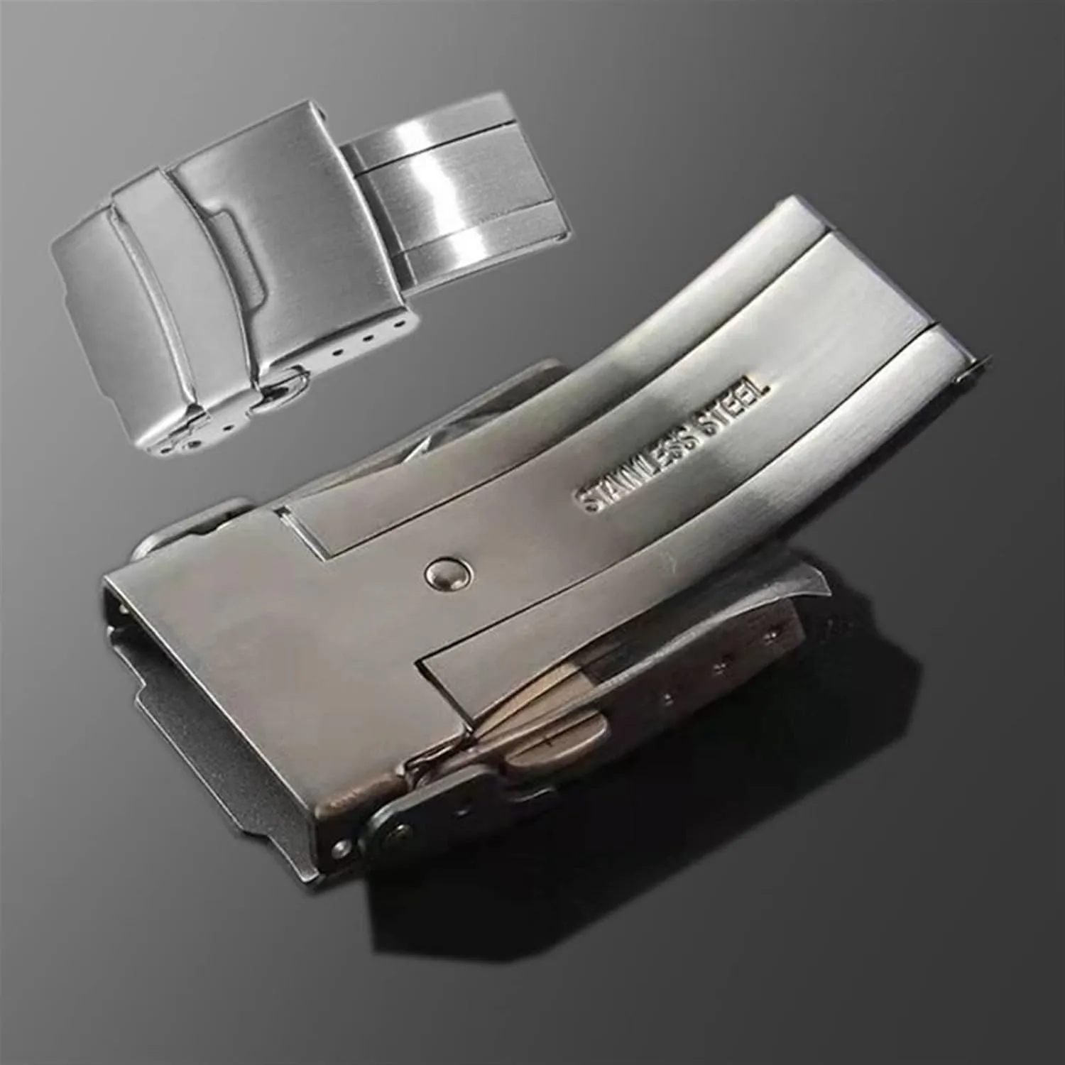 Steel afternoon canvas chart Fold Safety Clasp Buckle Clasp Fit Seiko Dive Watch 18mm 20mm 22mm (Color : Silver, Size : 18mm) 316L Stainless 