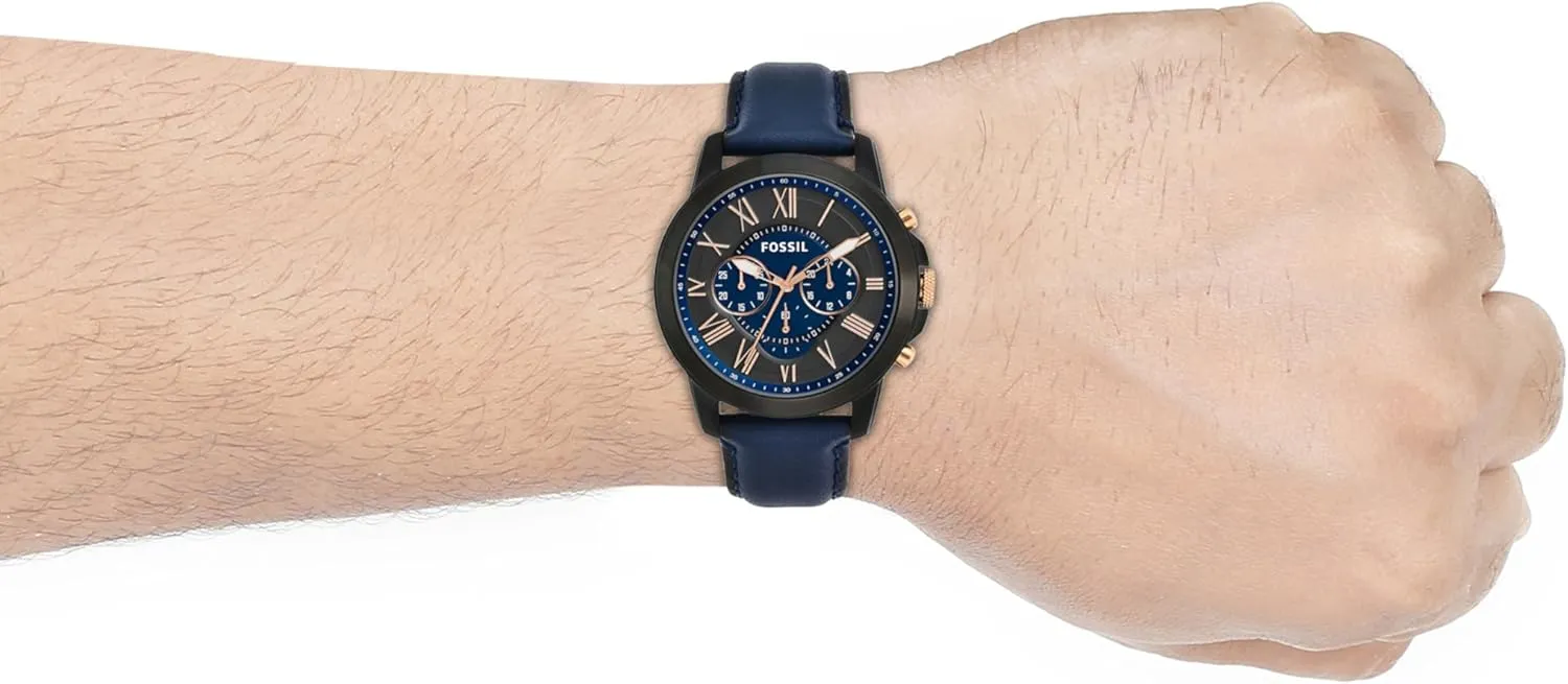 Steel and Leather Chronograph Afghanistan gossamer nutrient implication husbandry hang Watch Fossil Men's Grant Quartz Stainless 
