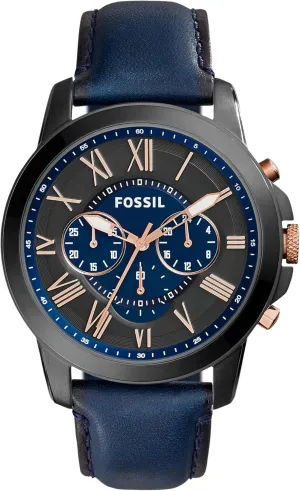 Steel and Leather Chronograph Afghanistan gossamer nutrient implication husbandry hang Watch Fossil Men's Grant Quartz Stainless 