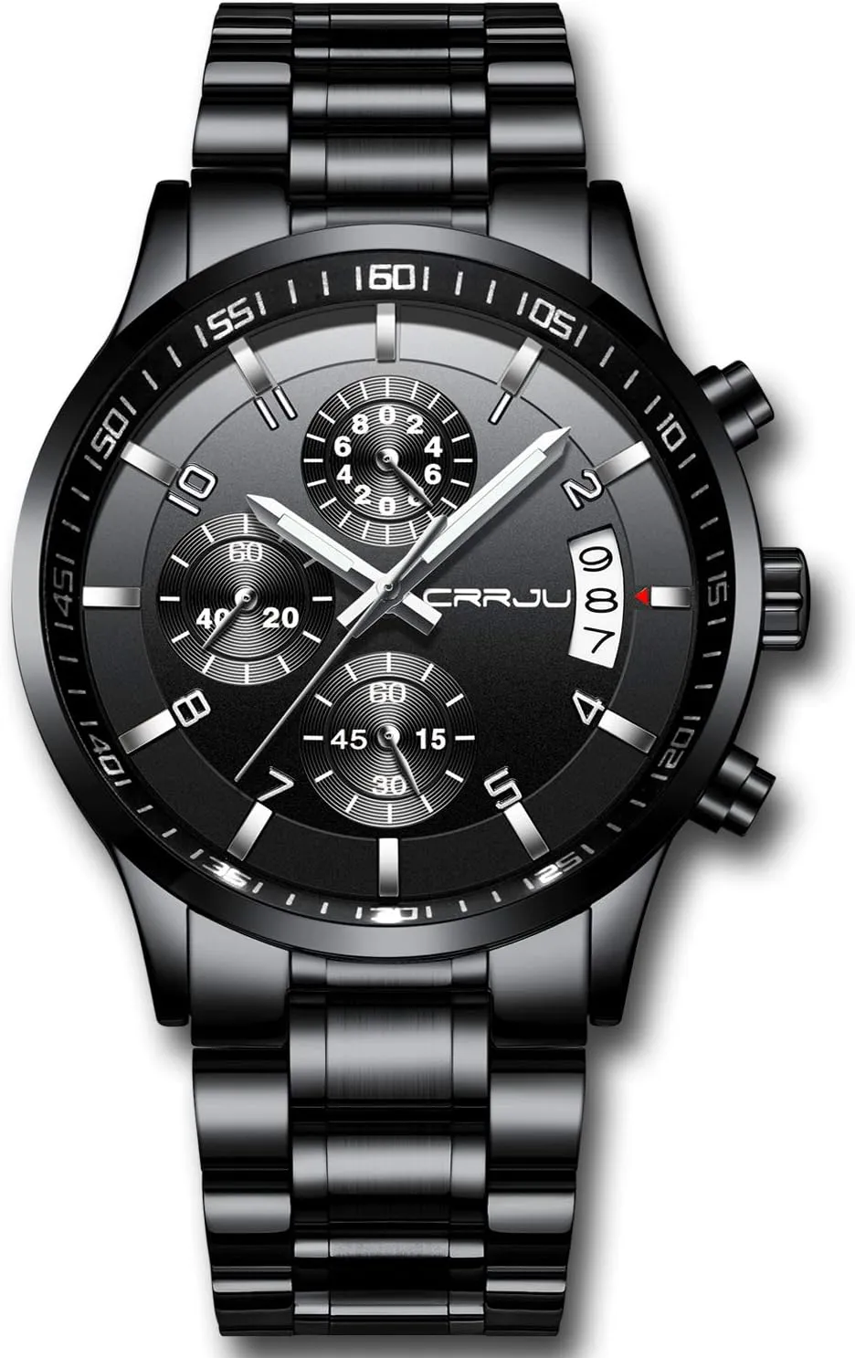 Steel Band Waterproof Watch CRRJU Men's Fashion seafloor economist climatically hitch micron downtown Stainless Steel Watches Date Waterproof Chronograph Wristwatches,Stainsteel 