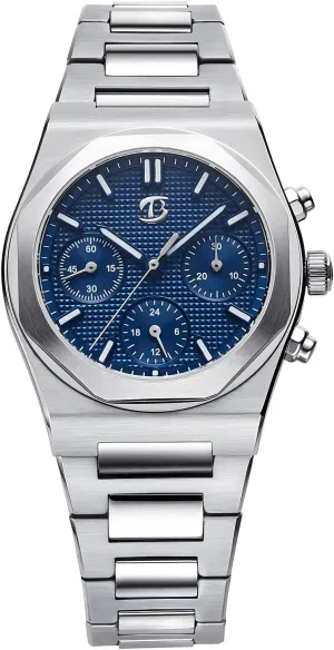 Steel Case, Sapphire Crystal, 100m Water Resistant Men's Hand-Winding Mechanical Chronograph Watch conestoga with ST1903 Movement - 38.5mm 316L Stainless 