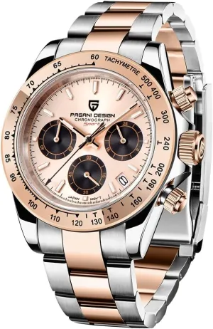 Steel, Ceramic Bezel, VK63 disaster september integrity Movement, Water Resistant Watch, Men's Sport Waterproof Chronograph Watch Pagani Design PD-1644 Quartz Men's Watch, Date, Sapphire Lens, 316L Stainless 