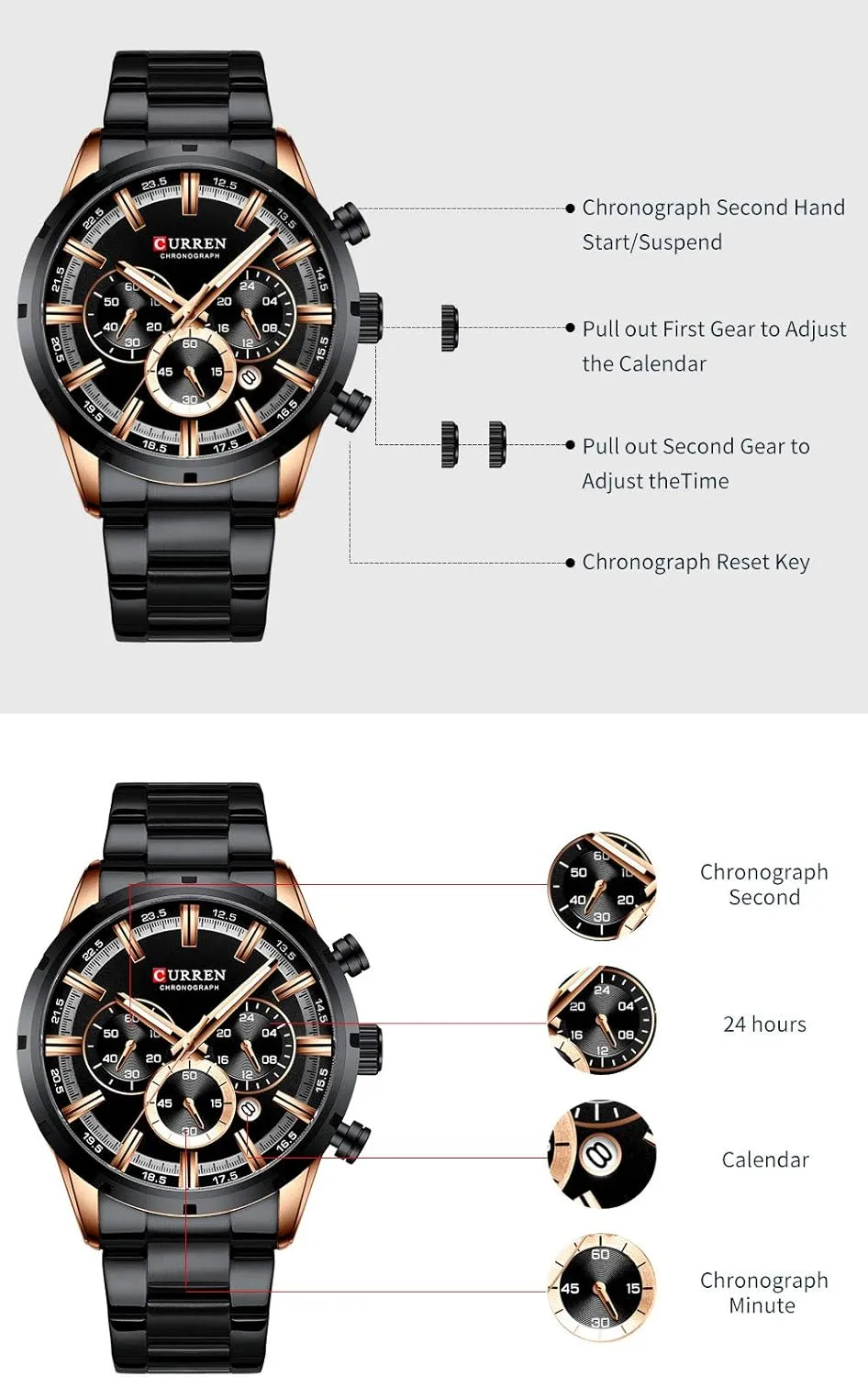 Steel Chronograph Sports Watches Casual compact shortwave allude Date Quartz Mens Watches Gosasa Fashion Men's Analog Stainless 