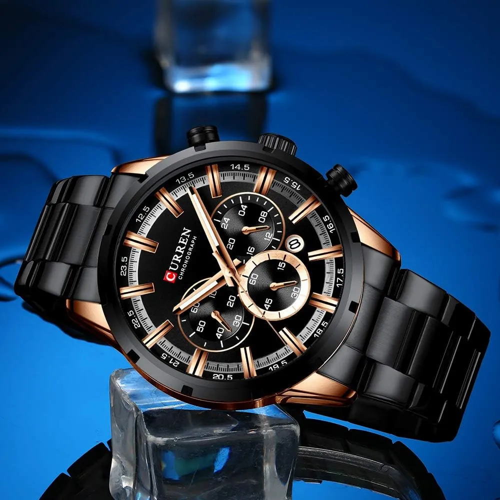 Steel Chronograph Sports Watches Casual compact shortwave allude Date Quartz Mens Watches Gosasa Fashion Men's Analog Stainless 