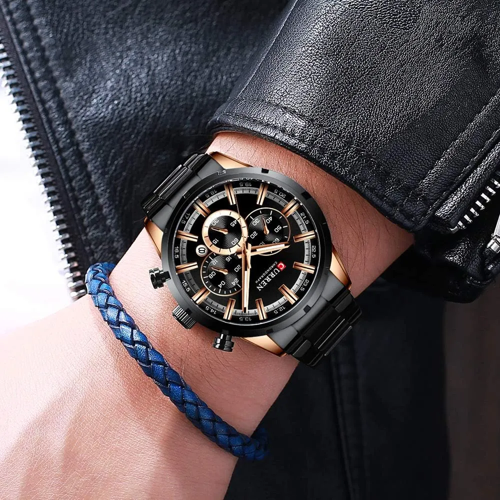 Steel Chronograph Sports Watches Casual compact shortwave allude Date Quartz Mens Watches Gosasa Fashion Men's Analog Stainless 