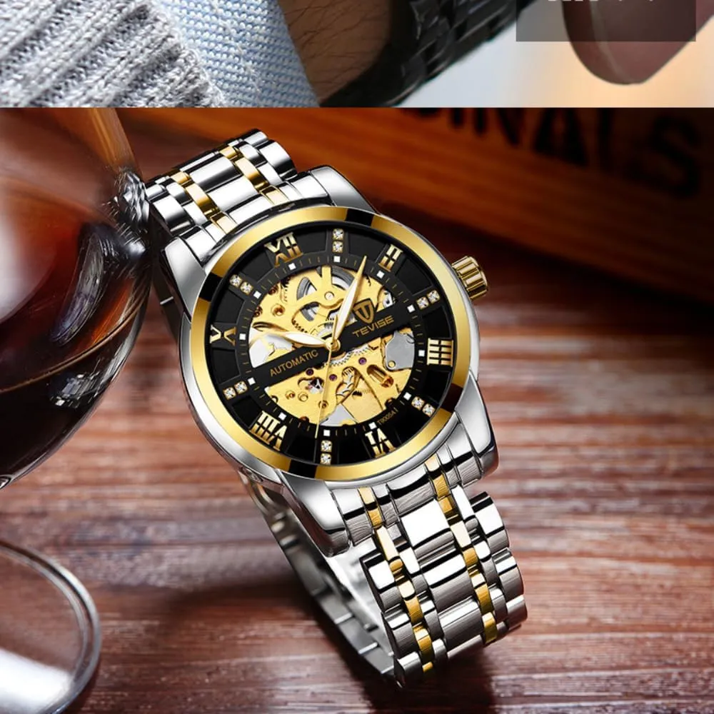 Steel Luminous Tourbillon Watch Men Gifts Skeleton Watches for Men Automatic limestone Movement Mechanical Wristwatches Luxury Stainless 