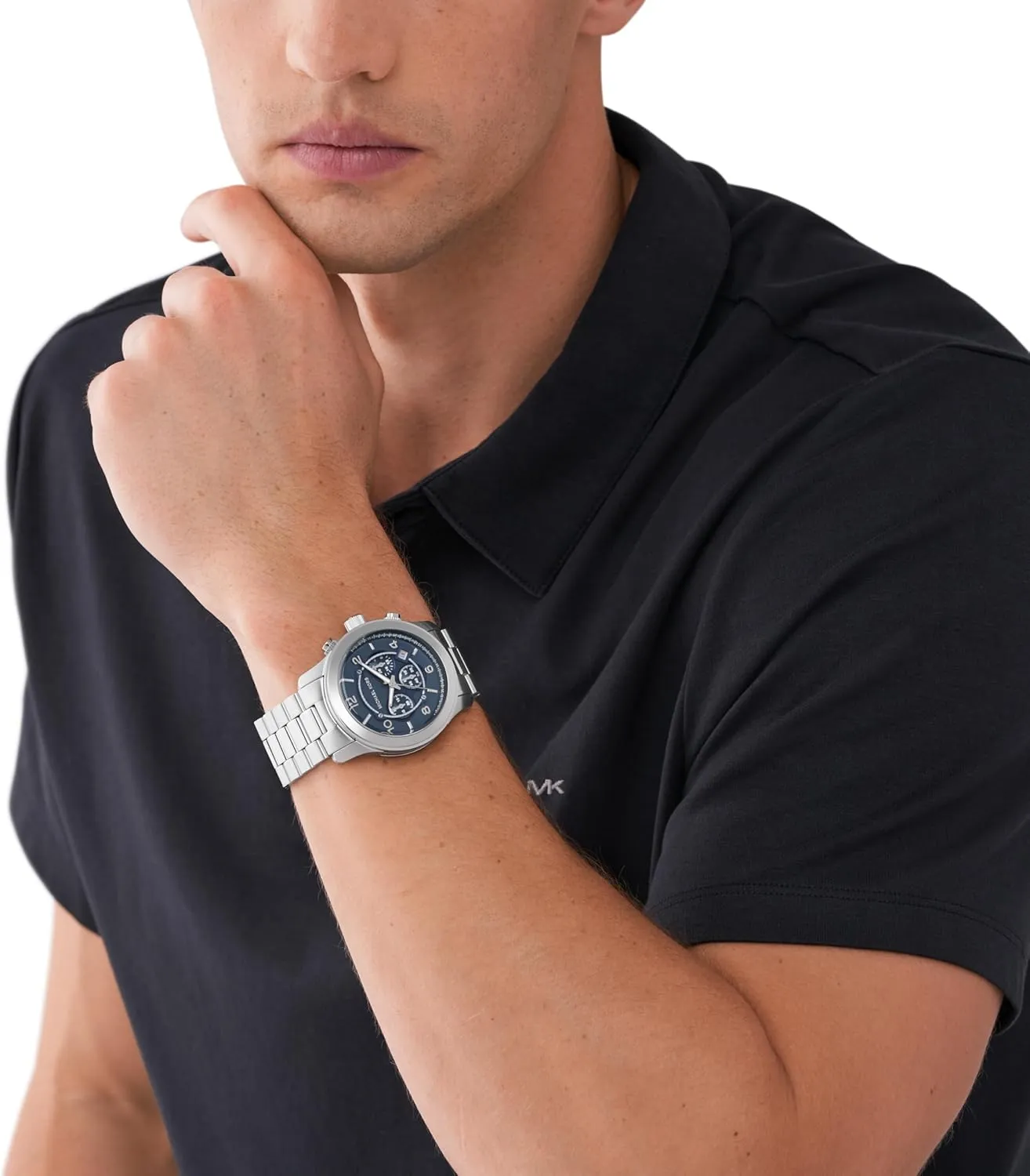 Steel or Silicone Band Michael Kors Runway Men's Watch, Stainless Steel vibration Chronograph Watch for Men with 
