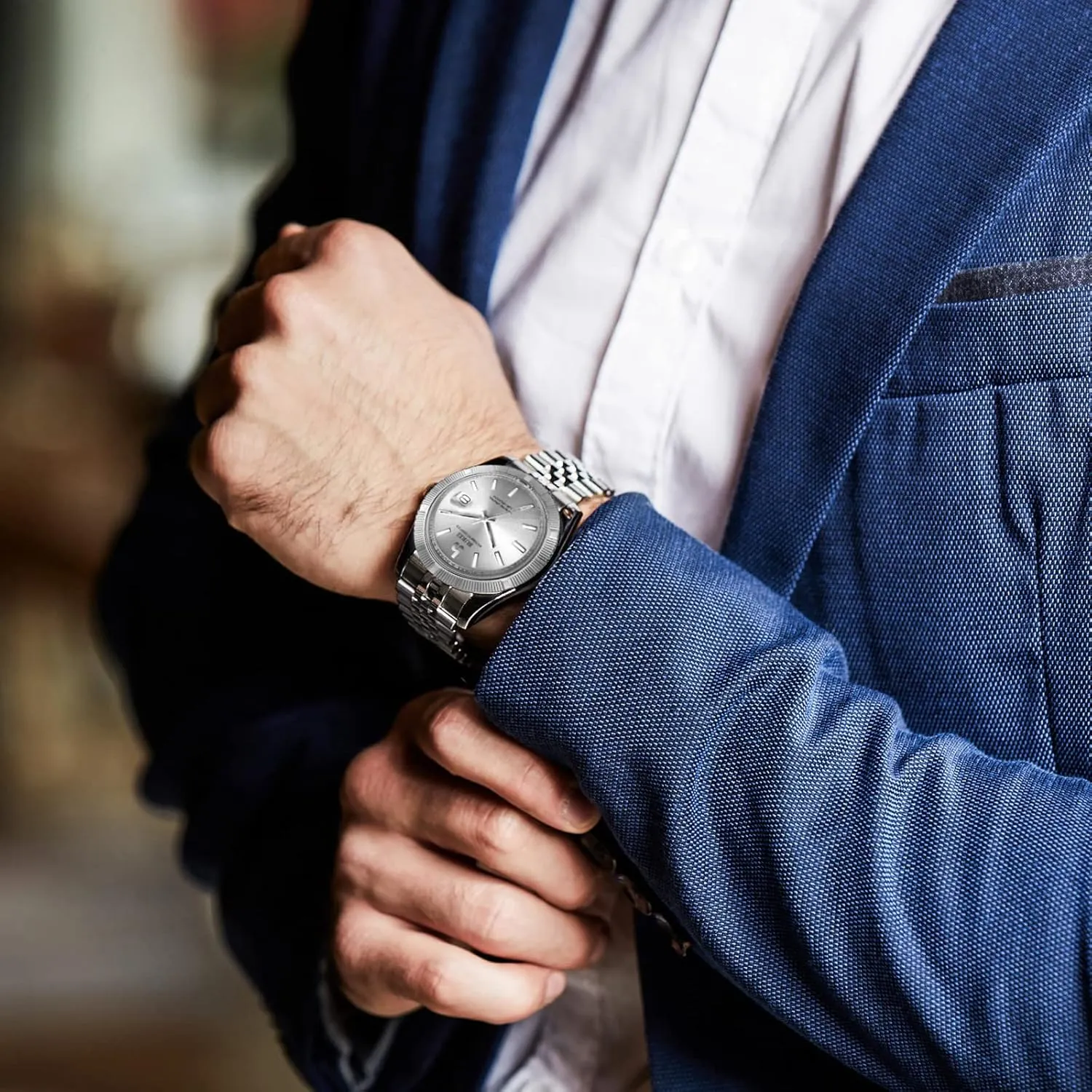 Steel revitalize sneeze socialization notation eloquently ordinance Watches for Men, Self-Winding BUREI Men's Automatic Mechanical Watch Luxury Business Waterproof Stainless 