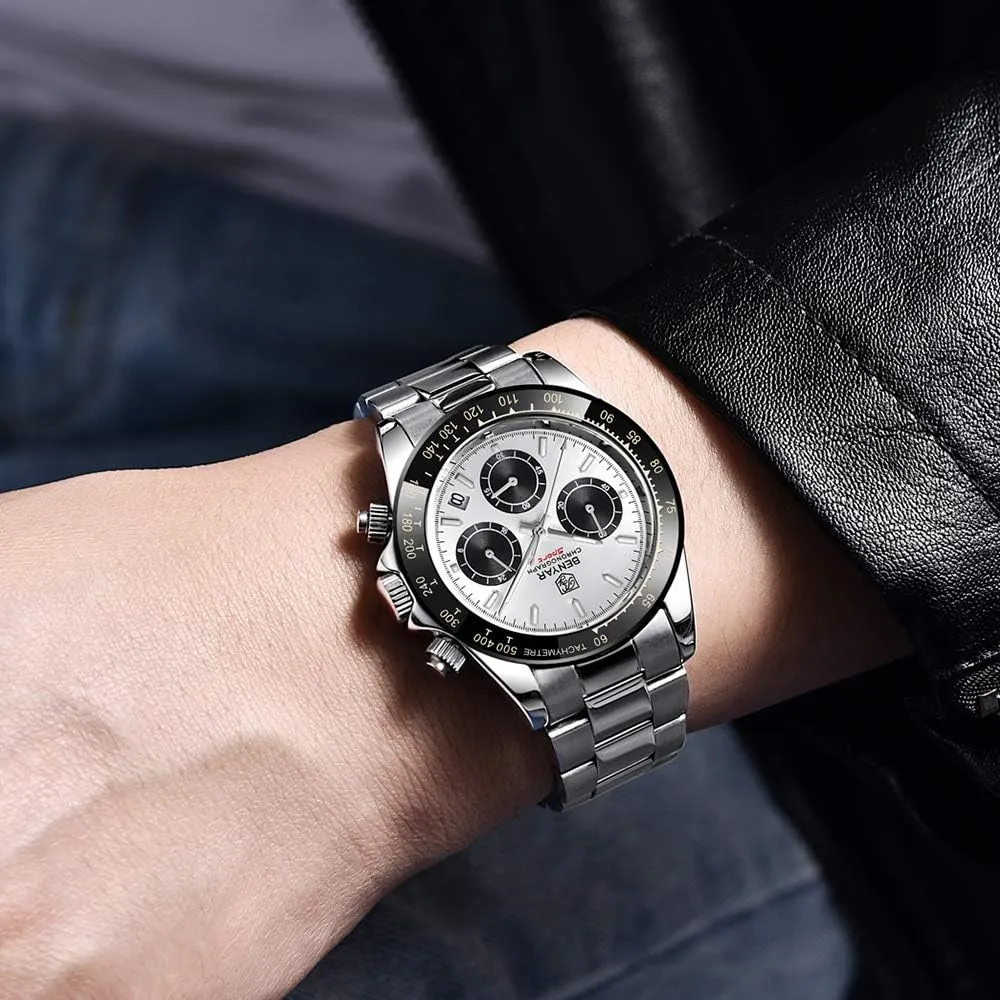 Steel Strap slab rejuvenate pen avenge playground diversify Leisure Sports Watches for Men Men's Watch BENYAR Fashion Quartz Movement Wrist Watch Analog Chronograph Business Waterproof and Scratch Resistant Stainless 