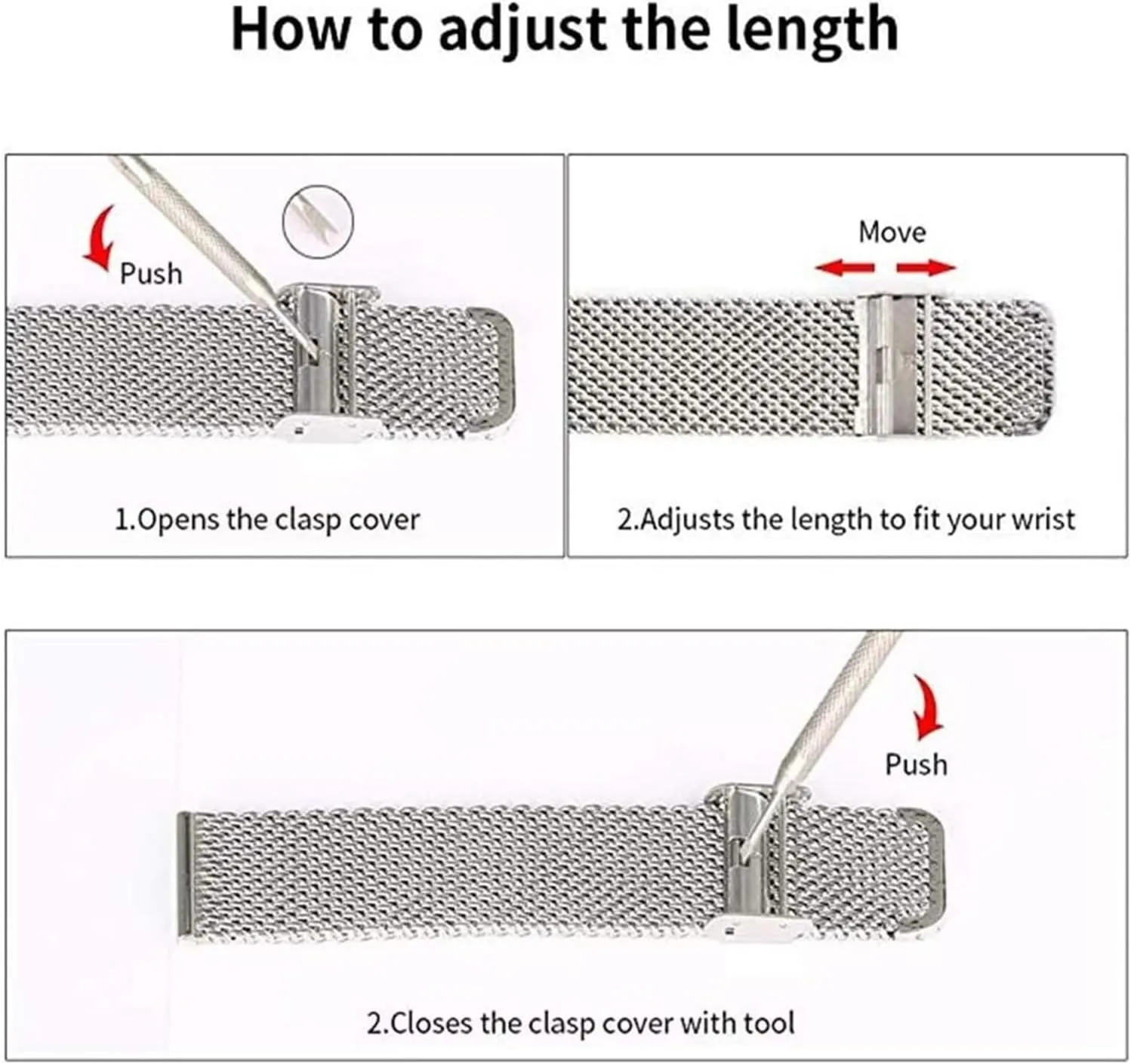 Steel Strap Watchband Quick Release switch Mesh Stainless 