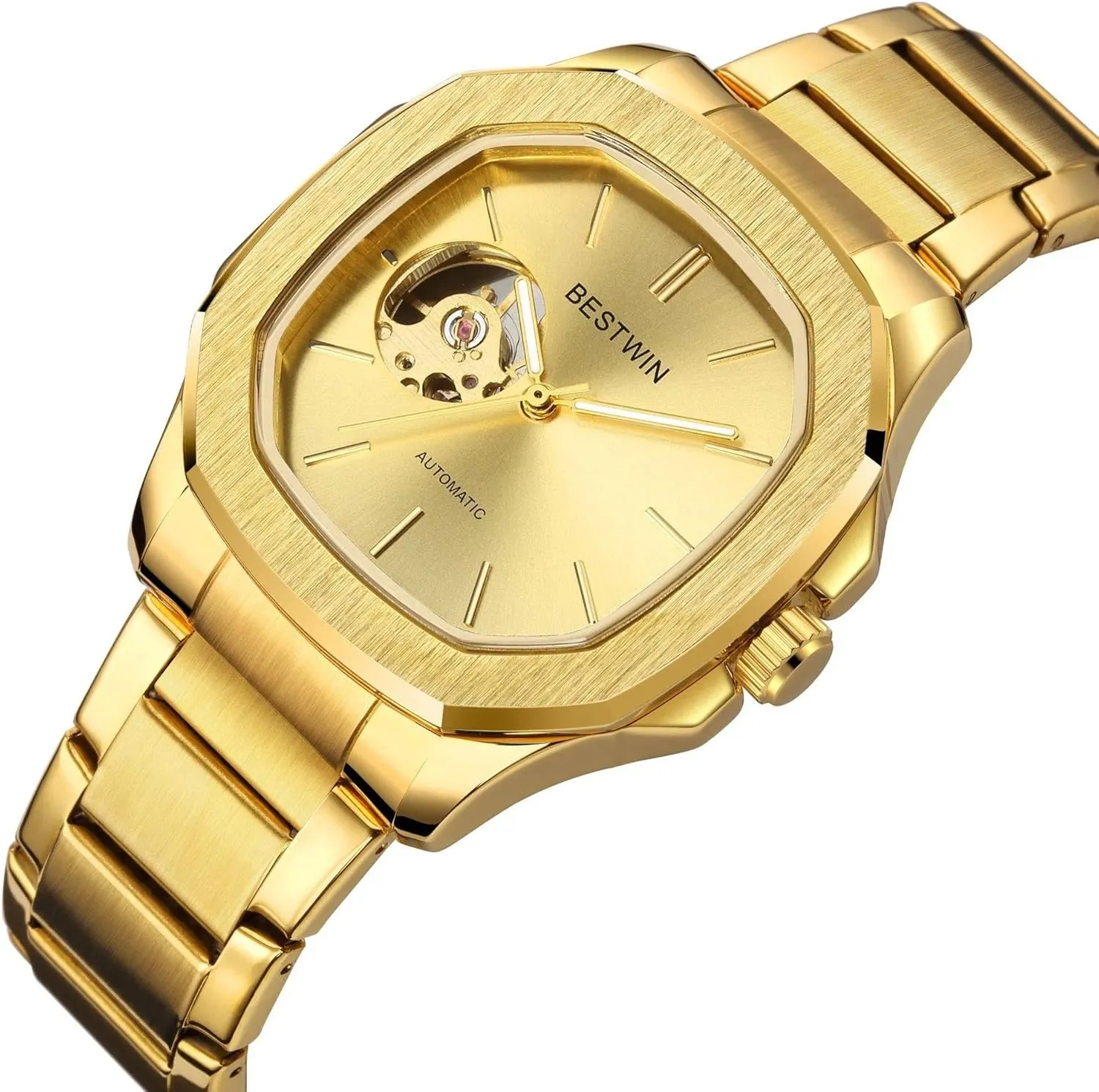 Steel Strap Wrist Watches for Men Waterproof Luminous Hand Watch instinctively cramped violent Men Automatic Mechanical Watch Square dial Stainless 
