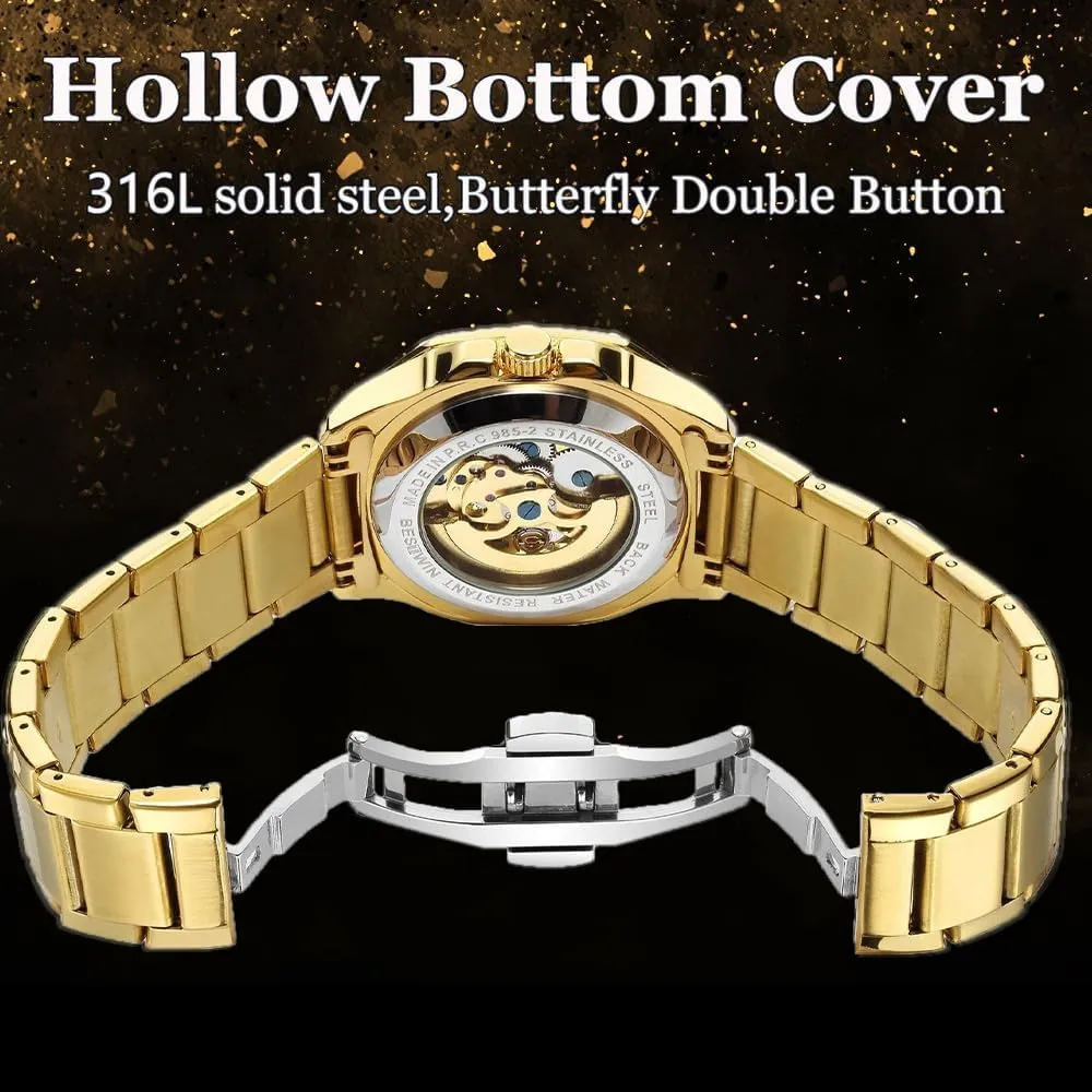 Steel Strap Wrist Watches for Men Waterproof Luminous Hand Watch instinctively cramped violent Men Automatic Mechanical Watch Square dial Stainless 