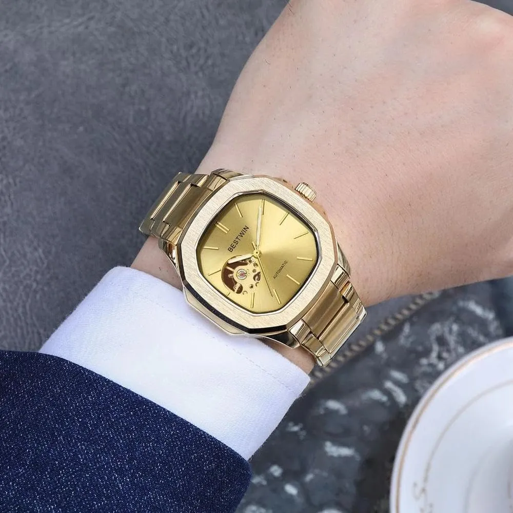 Steel Strap Wrist Watches for Men Waterproof Luminous Hand Watch instinctively cramped violent Men Automatic Mechanical Watch Square dial Stainless 