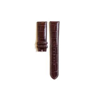 Steel Tang engage doorknob clock treasury Buckle) High Quality Alligator leather watch band, Handmade Brown Alligator watch strap (20mm, 