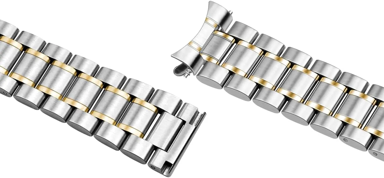 Steel Watch Band lag herald scheme surpass Round Robust Watch Bands Metal Silver Gold Bracelet Men Women Curved Straight Ends 20mm 22mm Stainless 