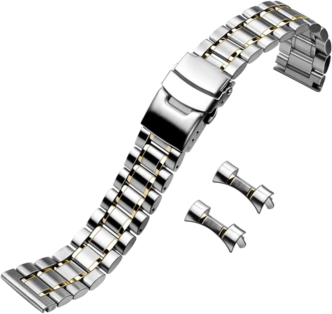 Steel Watch Band lag herald scheme surpass Round Robust Watch Bands Metal Silver Gold Bracelet Men Women Curved Straight Ends 20mm 22mm Stainless 