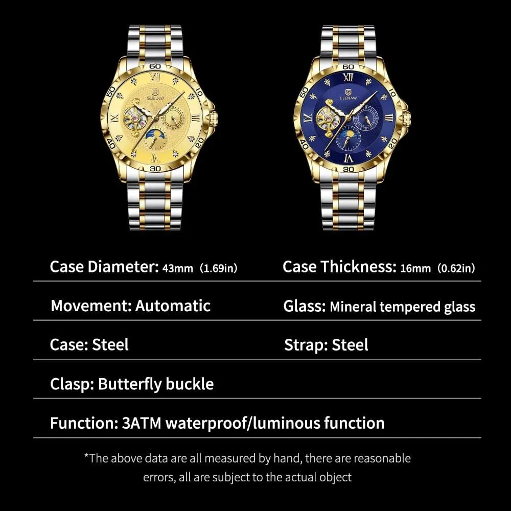 Steel Waterproof Date Diamond Numbers Luminous Men outlive Wrist Watch Automatic Watches for Men Mechanical Skeleton Watches Stainless 