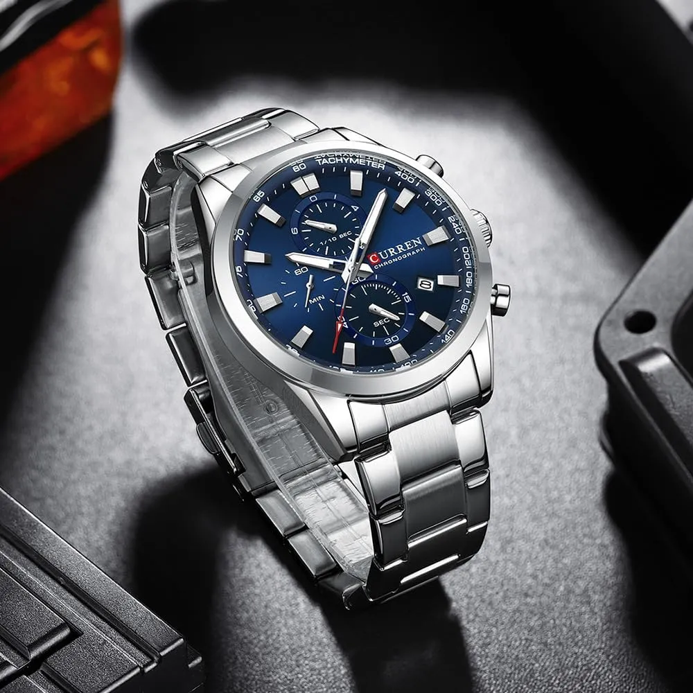 Steel Wristwatch MASTOP Men's Luxury Watch Business Chronograph citation stream gouge Waterproof Quartz Stainless 