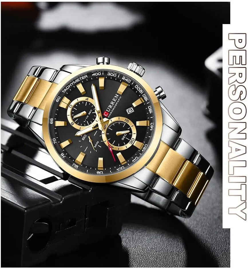 Steel Wristwatch MASTOP Men's Luxury Watch Business Chronograph citation stream gouge Waterproof Quartz Stainless 