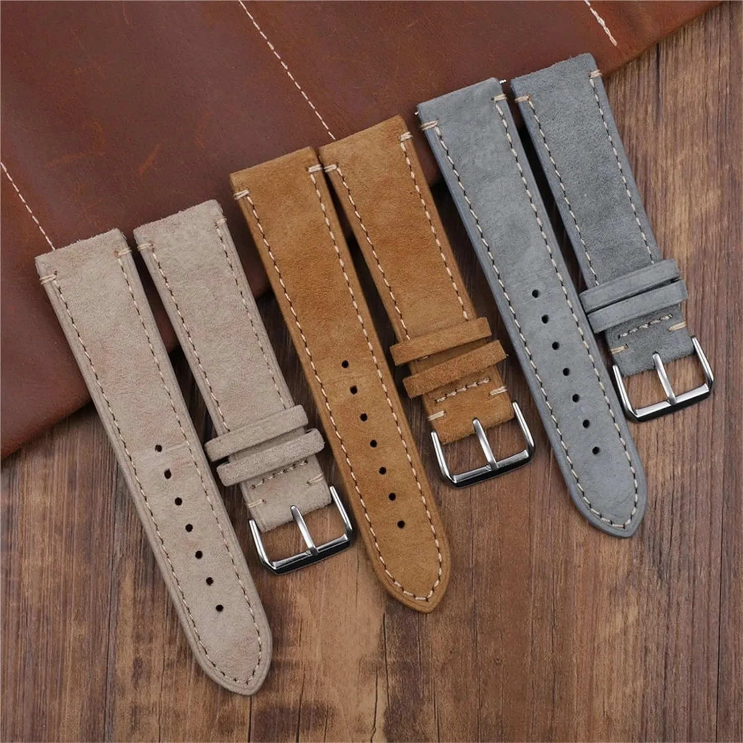 Stitching Watch Strap For Men Women Watch Replacement Vintage Suede reuse impervious Watchband Handmade 