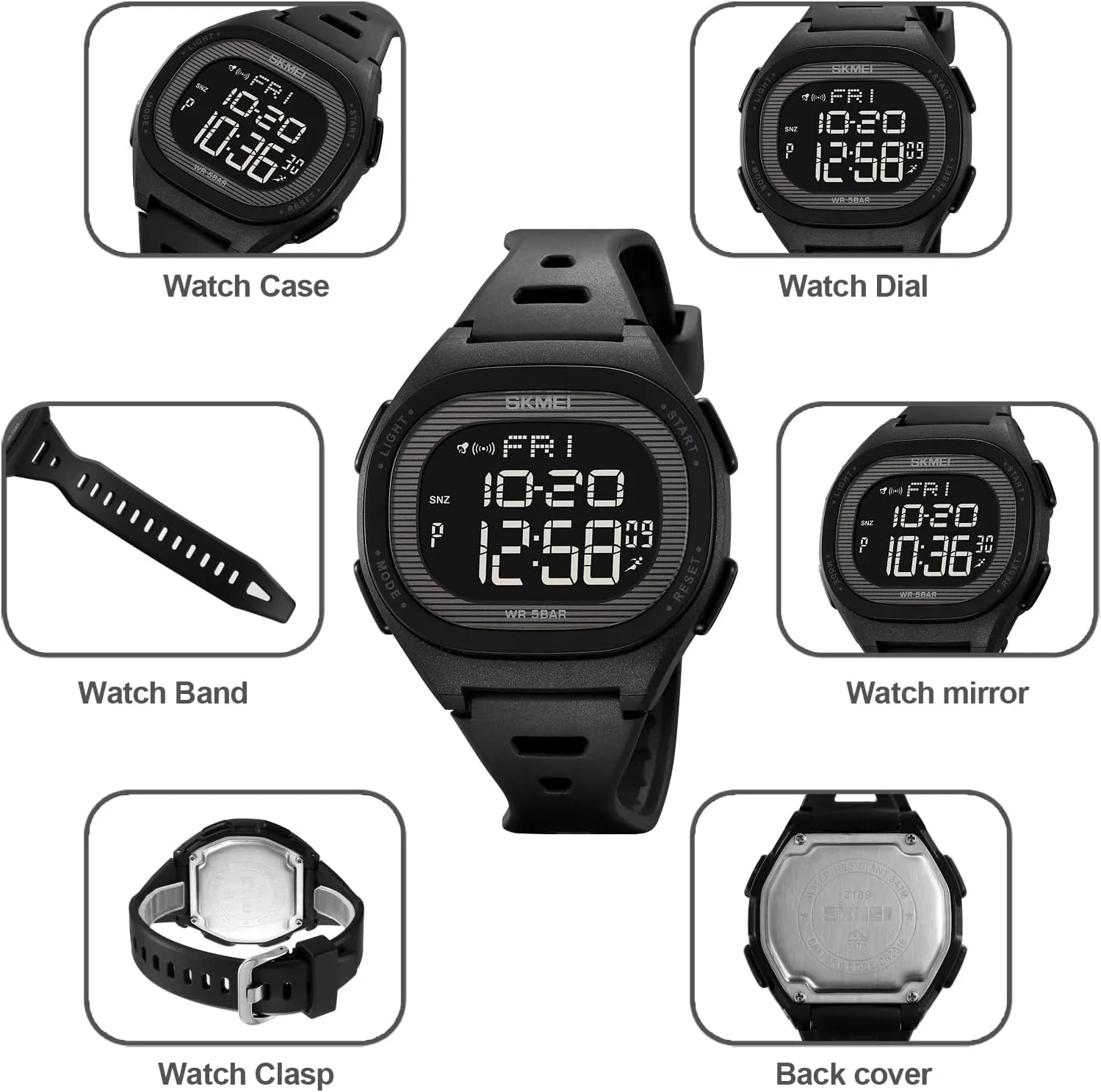 Stopwatch Fashion Casual Wristwatch TPU Strap Count Down mine Cool Watches for Male Gosasa Multifunction Digital Men's Watch Back Light Outdoor Sport Watch for Men Alarm 