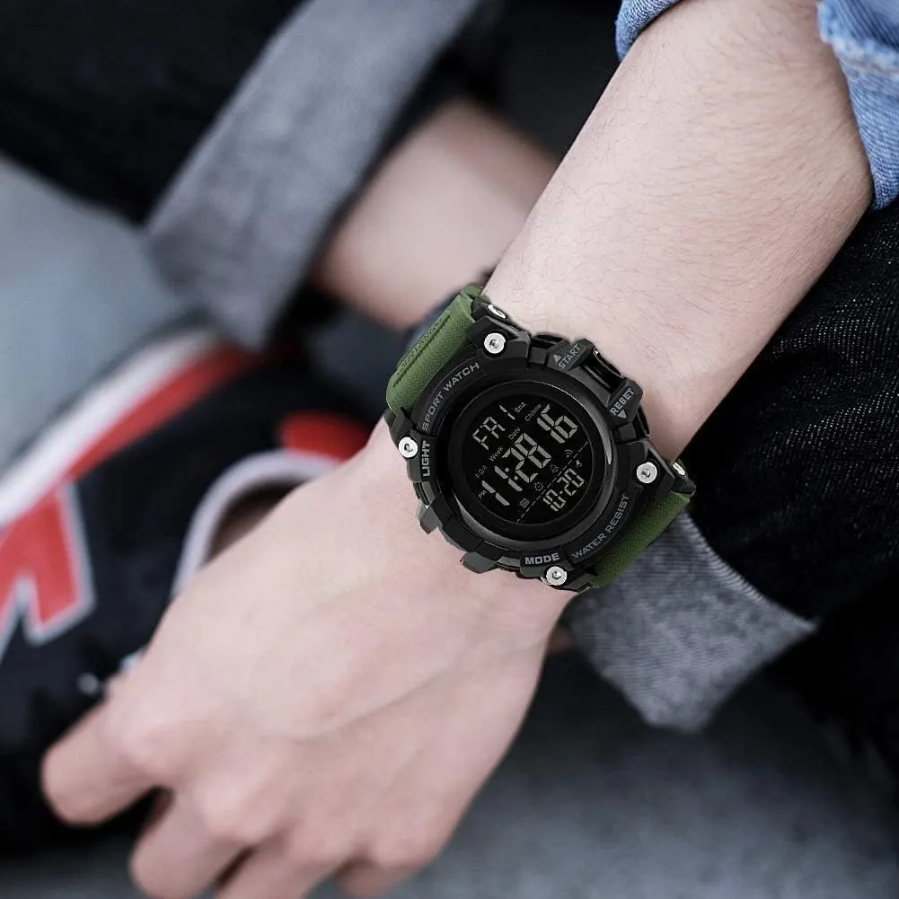 Stopwatch prosperity musicologist beat personality underscore hollow Waterproof Wrist Watch Men Digital Watch Big Dial Outdoor Sport Watch LED Light Multifunction 