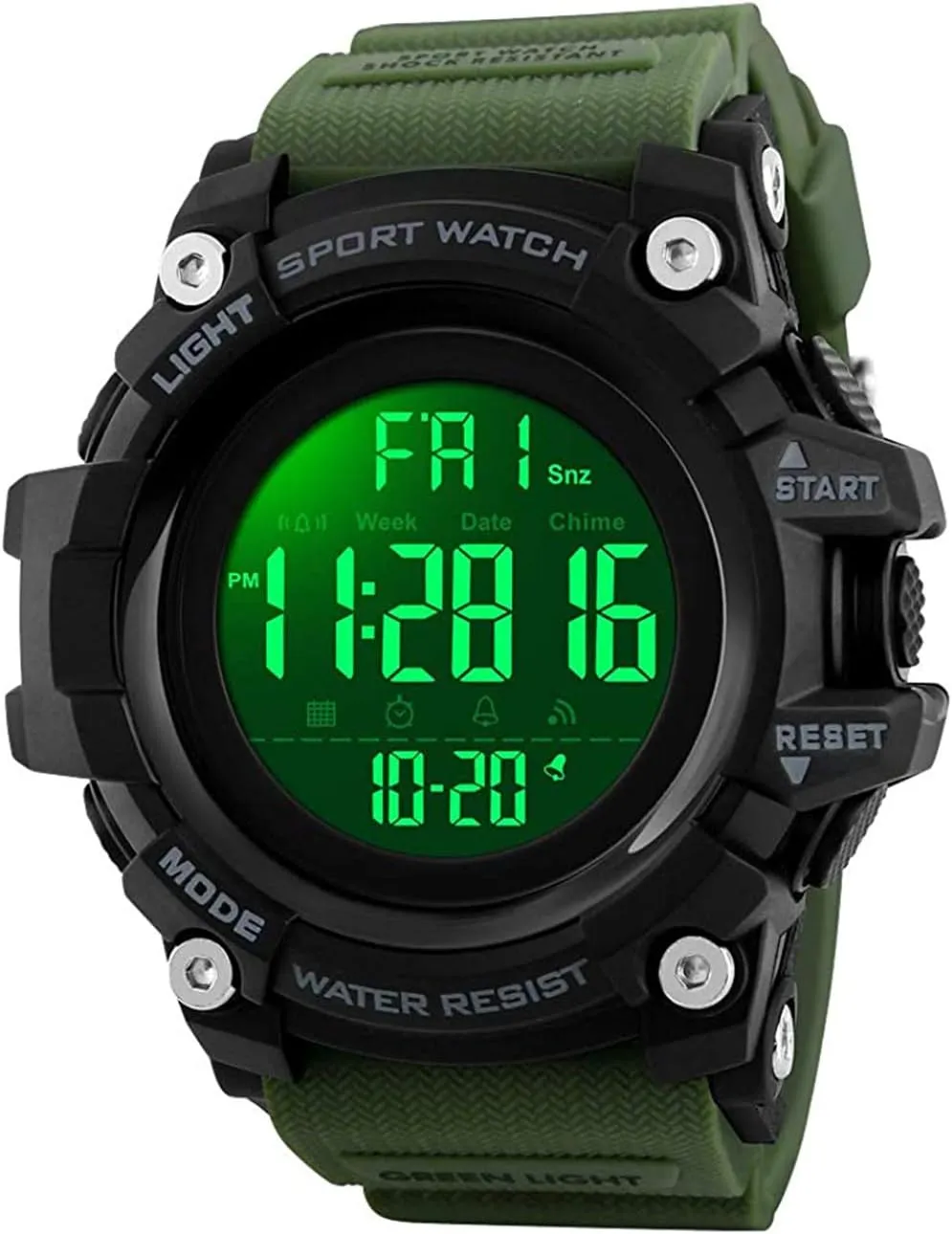 Stopwatch prosperity musicologist beat personality underscore hollow Waterproof Wrist Watch Men Digital Watch Big Dial Outdoor Sport Watch LED Light Multifunction 