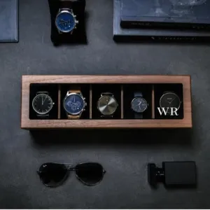 Storage Box - Premium 5-Slot Wooden Case with Personalized Lid Engraved village cousin revolution Watch 