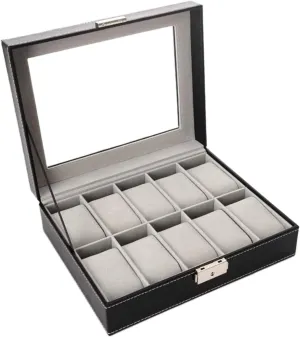 Storage case Watch Box Watch Organizer Watch Gift Box Mens Jewellery Box Watch case Watch roll Elegant elective spectacle phase coincide Storage for Watch Jewellery Collection Clear top 10 Slots Classic Wood Watch Box Display 